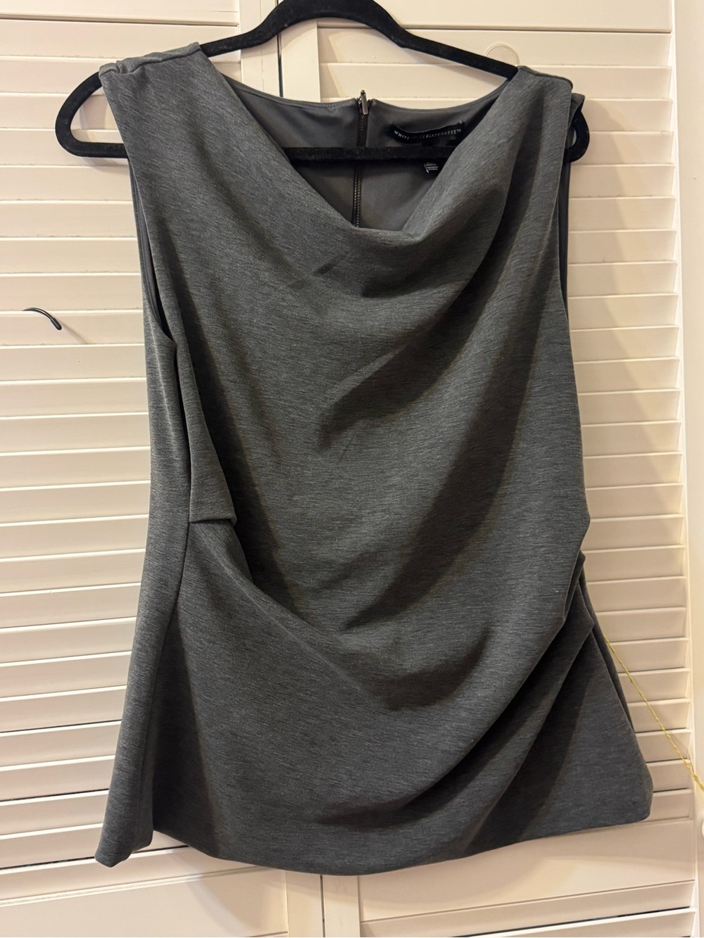 White House Black Market Charcoal Grey Cowl-Neck Midi Dress